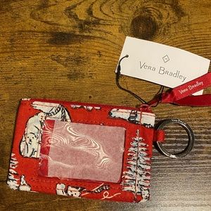 Vera Bradley Beary Merry Red Zip ID Case New with tags. 5”x3”. zipper closet